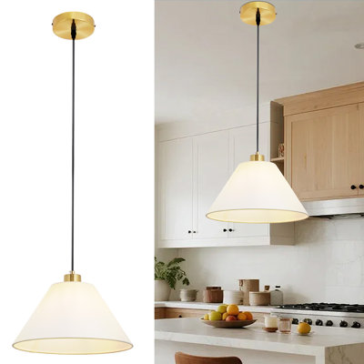 Luminaire suspendu 1 lumière avec abat-jour en tissu, hauteur réglable pour îlot de cuisine