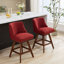 Tabouret de bar pivotant à hauteur de comptoir, ensemble de 2 tabourets de bar rembourrés à hauteur de siège de 26 po de hauteur, tissu rouge vin