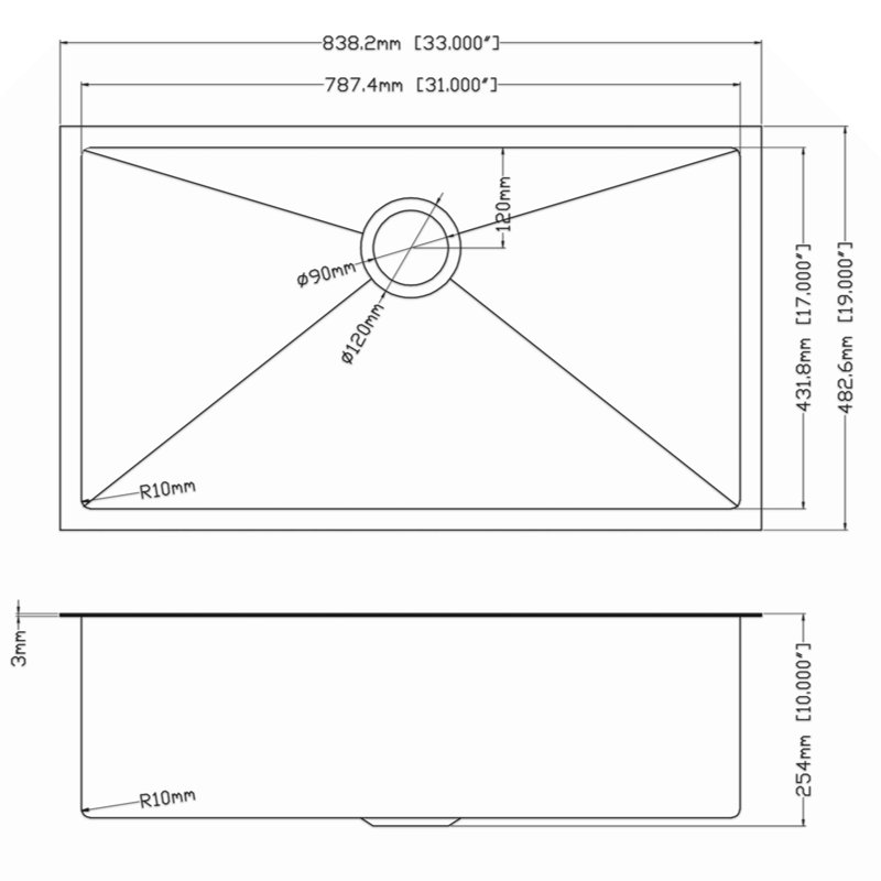 Évier de cuisine encastré simple avec ensemble de drain