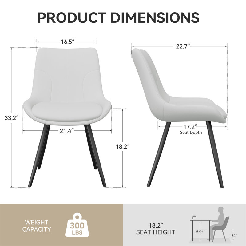 Ensemble de 2 chaises de salle à manger rembourrées, chaises modernes avec pieds en métal, chaises de cuisine avec dossier pour salle à manger
