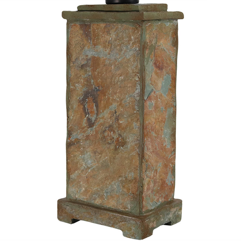 Hetrick 24" Natural Slate Outdoor Table Lamp with Grey Shade