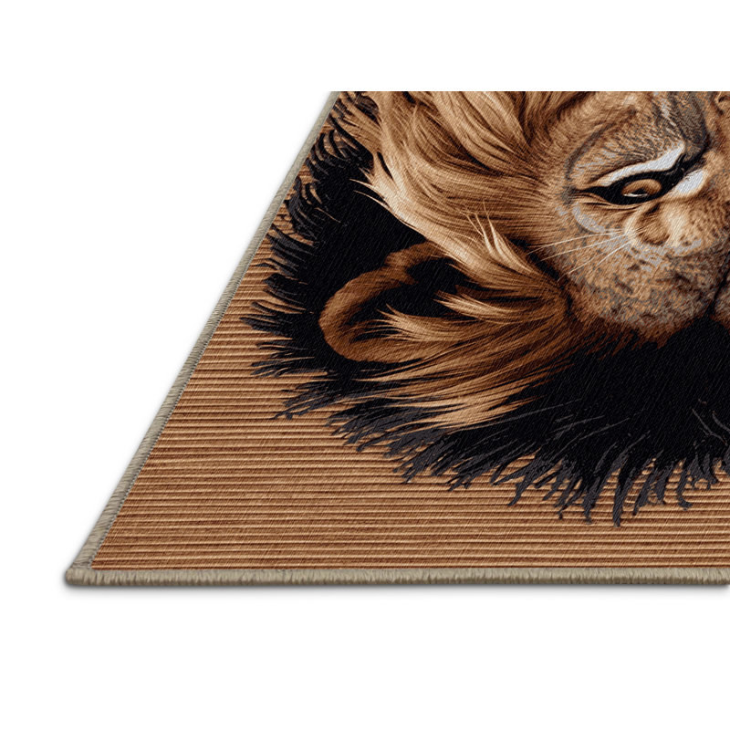 Washable Transvaal Lion Big Cats Area Rug, Square 5'