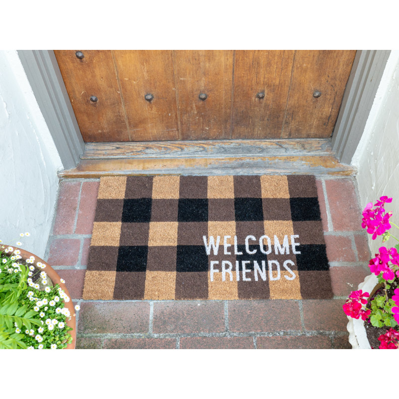 Tapis d’extérieur antidérapant 17" x 30" coco welcome friends Teri