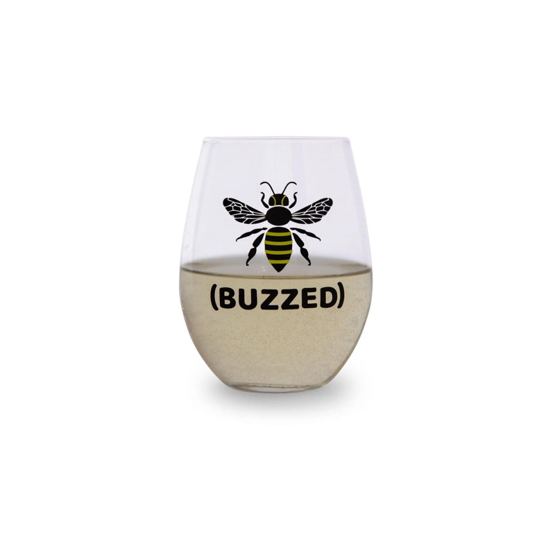 Verre à vin sans pied Bumble Bee "buzzed" | Peut contenir 20 onces