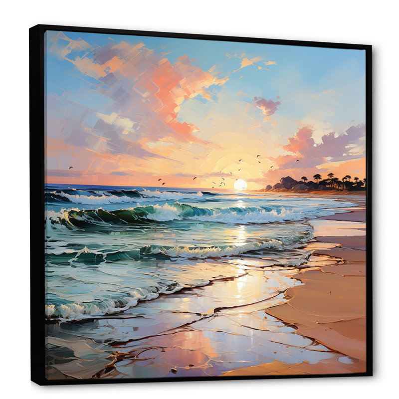 " Coastal Harmony Panorama ", 36" H x 36" W x 1.5" D, Black Floater Framed