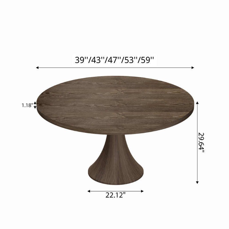 Ensemble de salle à manger à piédestal moderne en bois massif avec chaises rembourrées en tissu gris