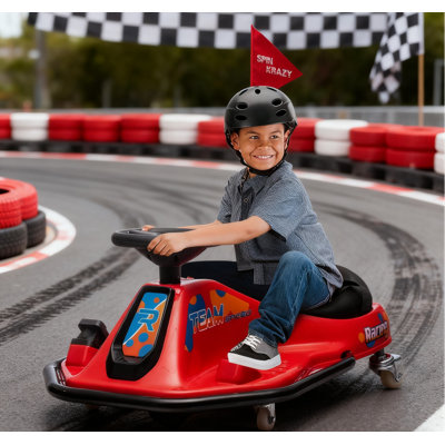 24V Kids Electric Drifting Go Kart, Dual Speed, 360 Drift, 5-Point Harness, Bluetooth, USB, LED Lights, Replacement Wheels, for Ages 312