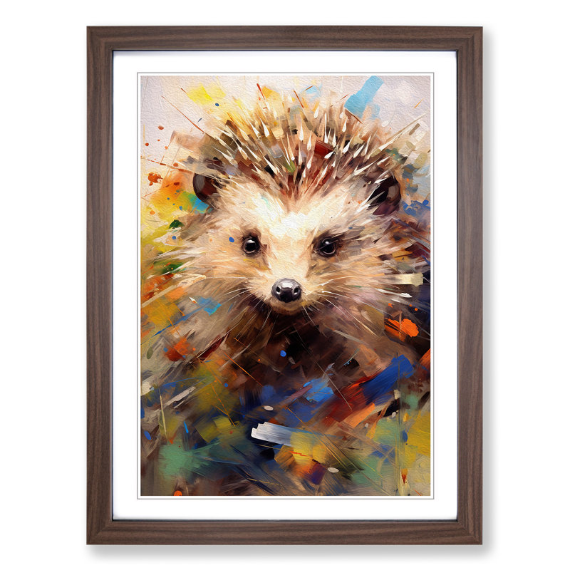Hedgehog Gestural - Framed Print, 46cmH x 34cmW