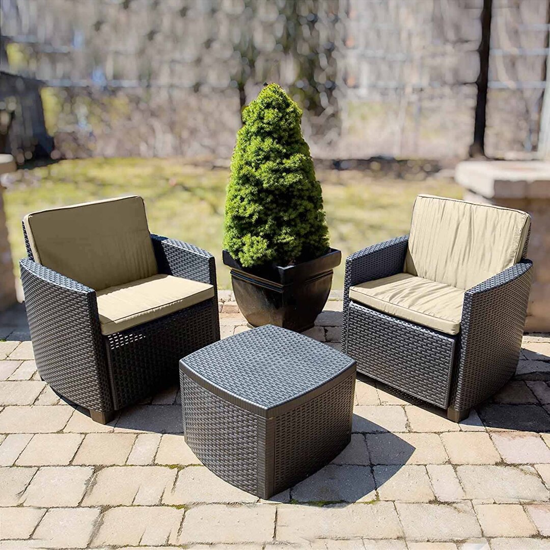 2-Sitzer Lounge-Set Cellie aus Rattan mit Polster