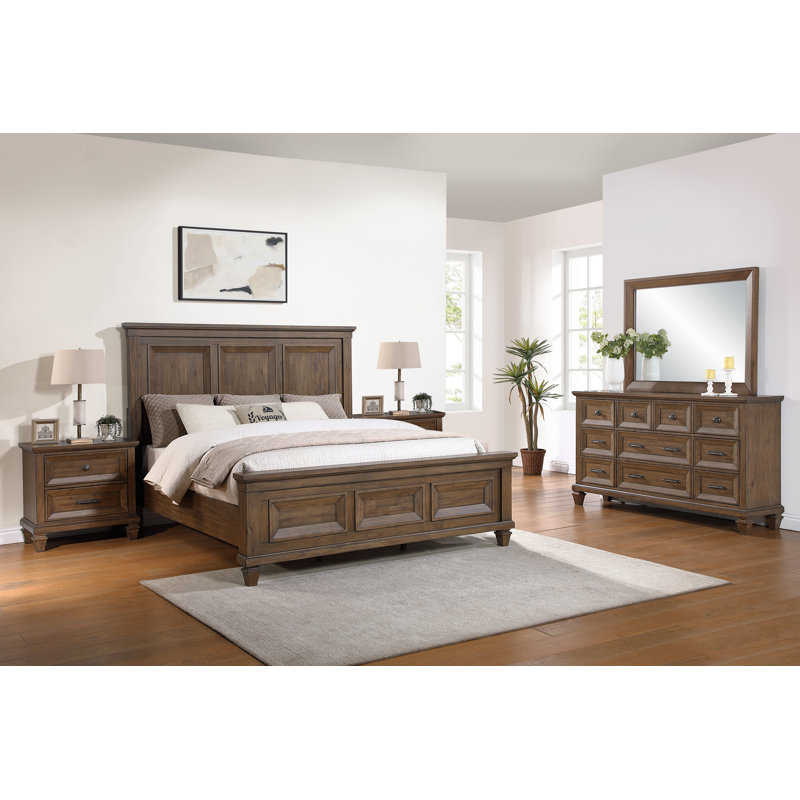 Gurkamal 5-Piece Wood Bedroom Set With 2-Nightstand, Mocha Brown, California King