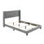 Lit 1 pièce en tissu de polyester à oreilles capitonné avec garniture cloutée et chambre à coucher de style champêtre français-1990342698