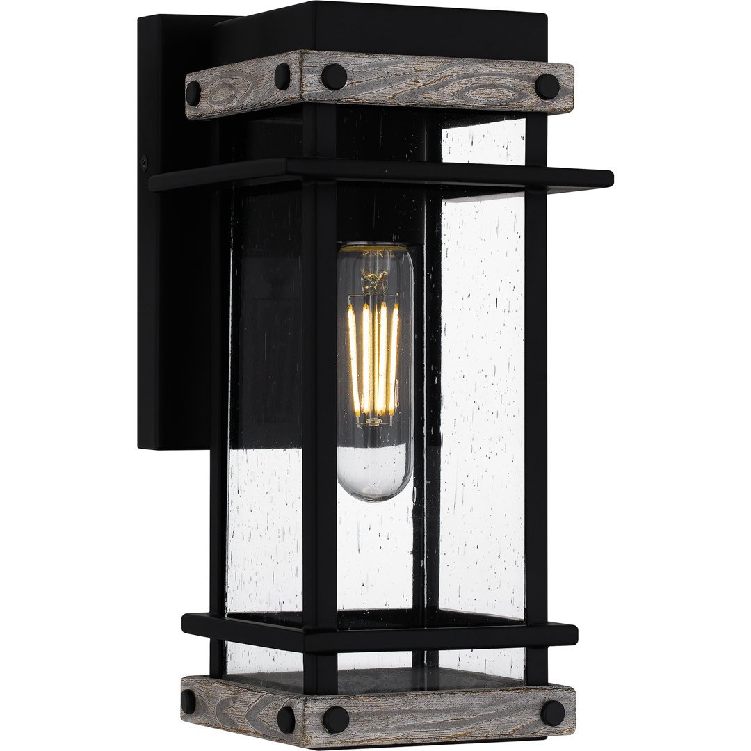 Strader 1-Light Matte Black Outdoor Wall Lantern 17 Stories
