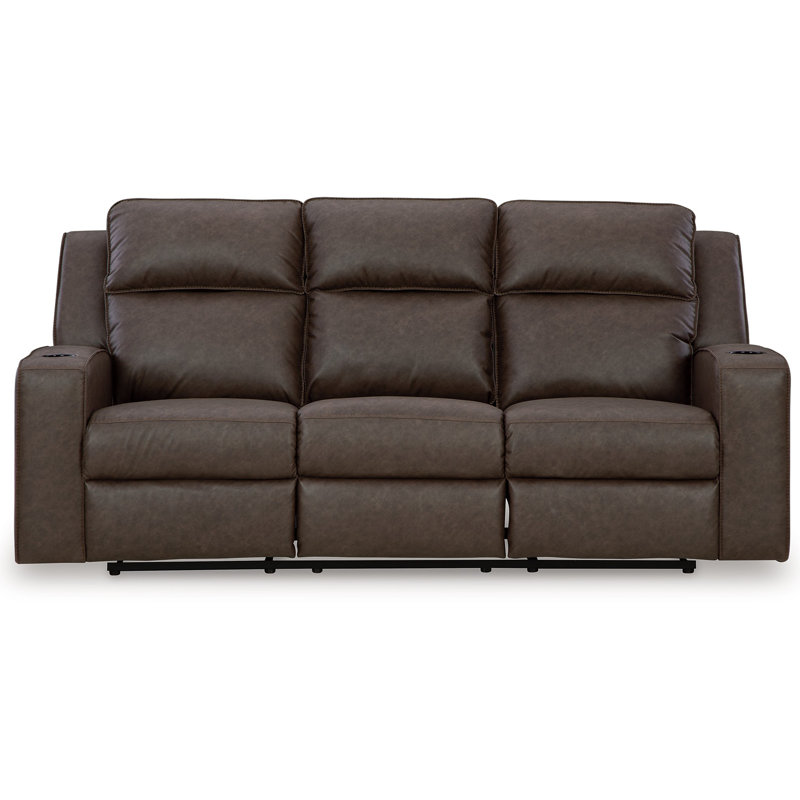 Canapé inclinable Livie, USB, table 87 en similicuir Livie, Brun