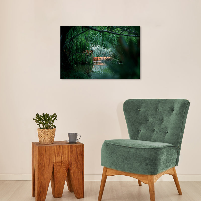 «Kyana Animals», David Fleetham - tigre du Bengale, impression sur toile verte, H 16 po x l 24 po x P 0,8 po