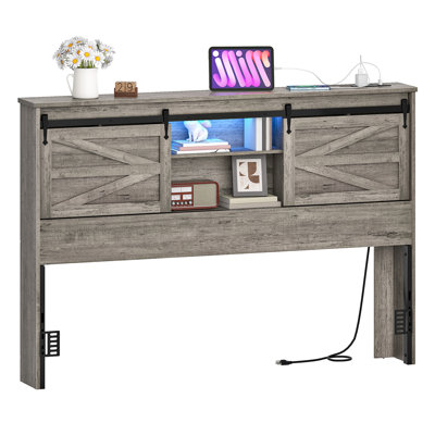 Naveena 43.3"H Headboard with Charging Station and LED Light