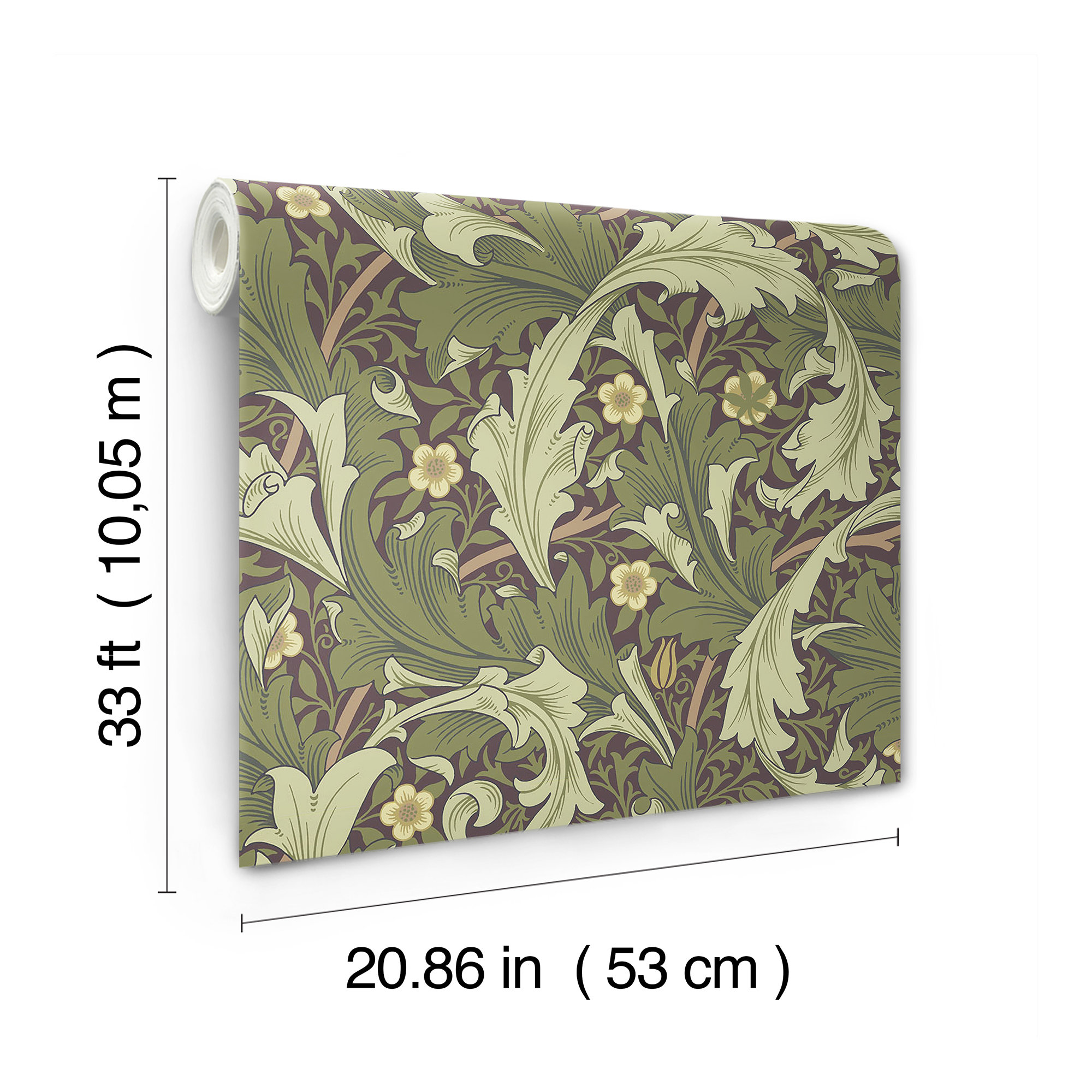 Granville Floral Wallpaper, Plum
