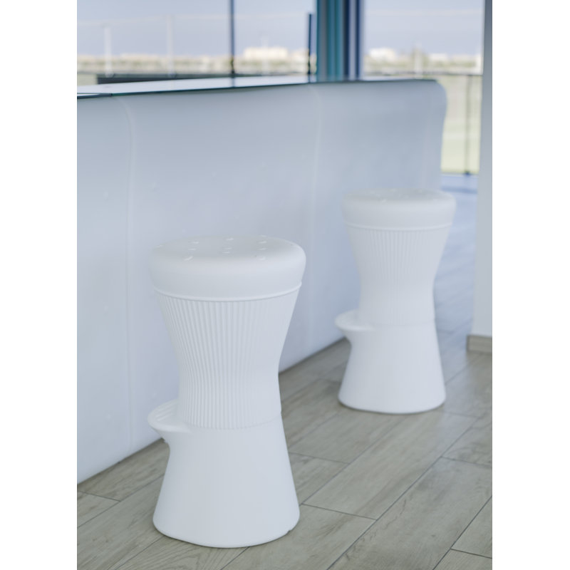 30" USB and Solar Rechargeable LED Illuminated Outdoor Bar Stool, RGB Dimmable w/ Remote
