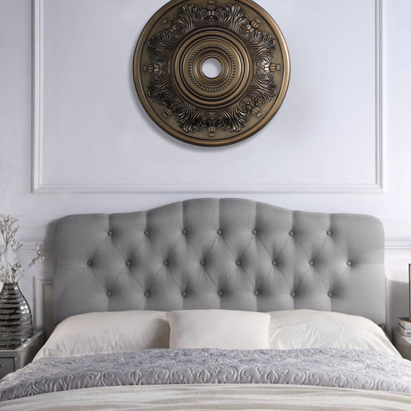 Linen Upholstered Headboard-Modern-Adjustable Height-Button Tufting, Grey, Full