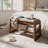 Solid wood shoe benches, leather or linen seat, double-tiered shelf design, flip-up storage-469693191-469693186-460349068
