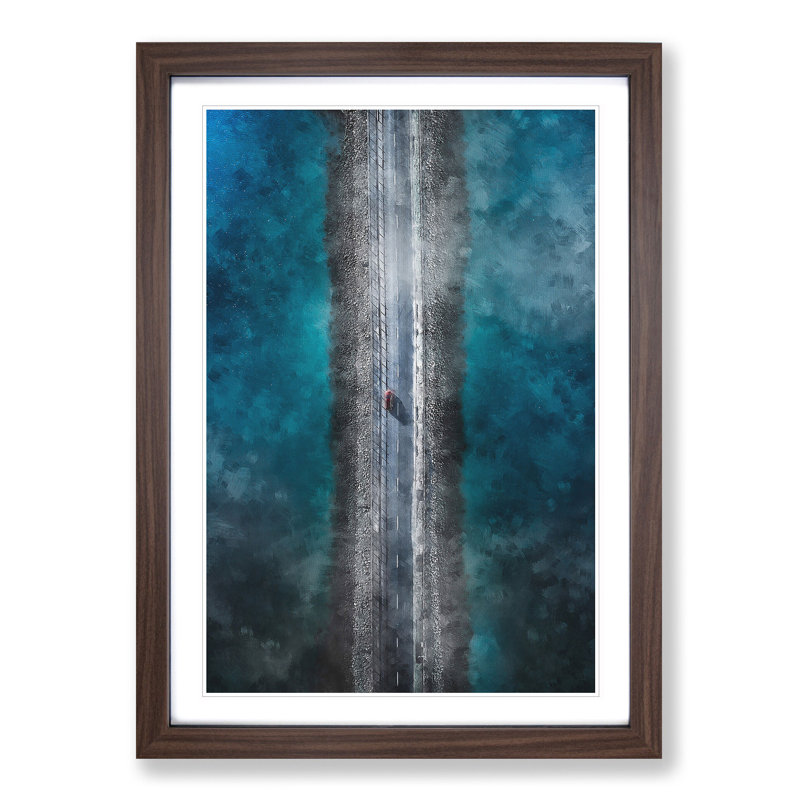 Lake Road - Picture Frame Graphic Art Print, Walnut Framed, 87cm H x 62cm W x 2cm D