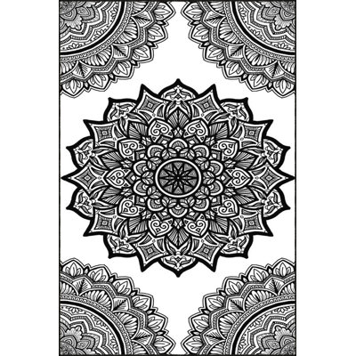 Black Star Patterned Woven Base Washable Rug