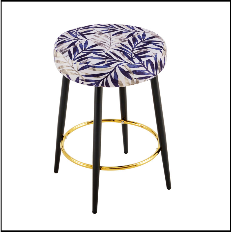 Counter Height Bar Stools Set Of 2, Black/Silver