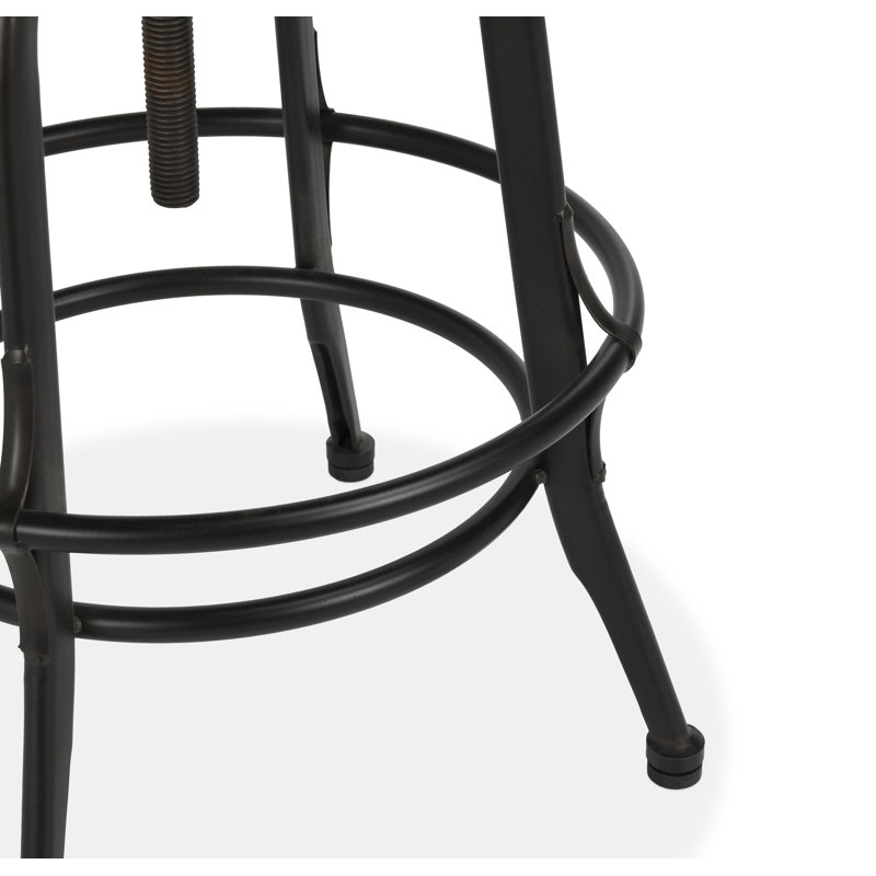 Swivel Solid Wood Adjustable Height Stool, Black