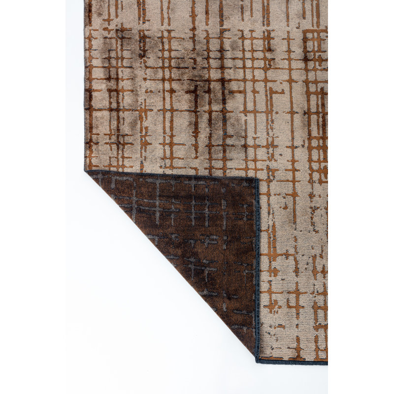 Rapture Brown/Tan Abstract Luxury Area Rug, Rectangle 7'10" x 11'2"