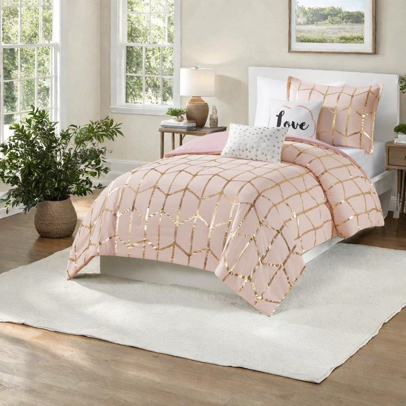 Soft Twin Xl Bedding Sets, Polyester Modern Metallic Comfort For Home