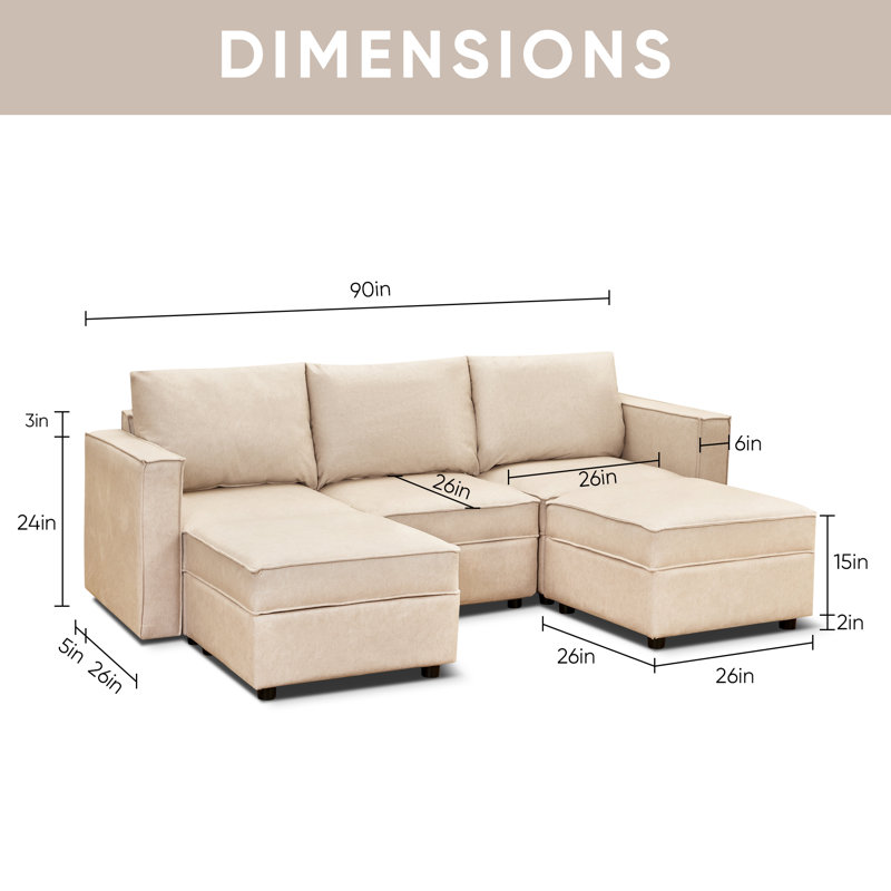 Canapé modulaire rembourré 5 pièces avec rangement Dulvert