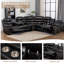 Canapé modulaire manuel inclinable en cuir noir avec haut-parleur 6 places-394770564
