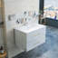 Meuble-lavabo mural blanc brillant 30 po avec lavabo, double tiroir, lavabo en céramique, poignée longue en métal, installation facile
