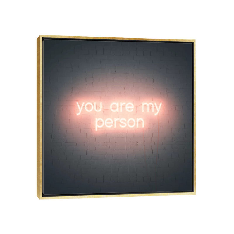 «Neon Love IV» par Grace Popp - impression d'art textuel, H 26 po x l 26 po x P 1,5 po, Toile encadrée d'or, Aucun mat
