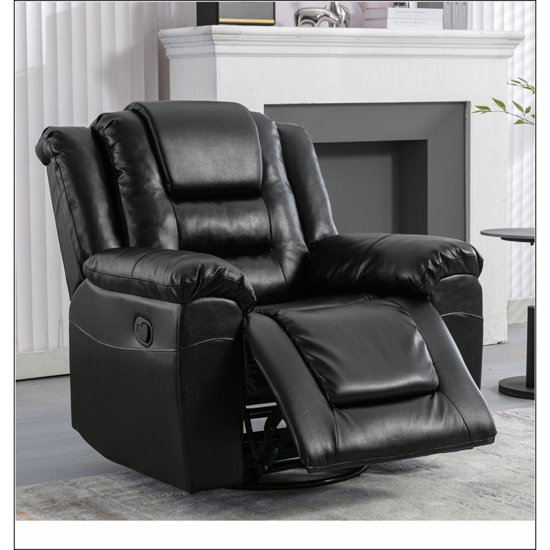 360°Swivel and Rocking Home Theatre Recliner Manual Recliner Chair with Wide Armrest, Black