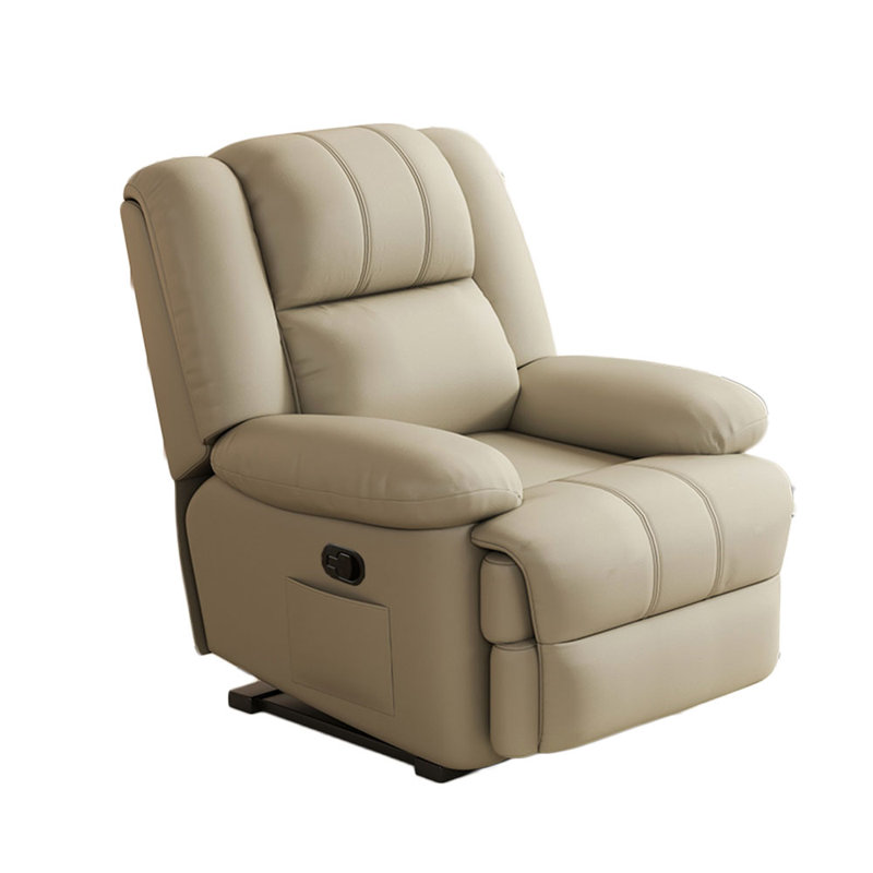 Minisha Faux Leather Swivel Recliner, Beige Gray Faux Leather