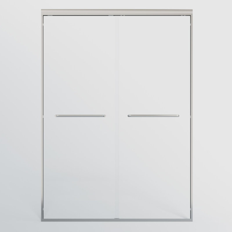 Porte de douche coulissante double 44 po - l 48 po x H 72 po, verre trempé 1/4 po (6 mm), Chrome chrome