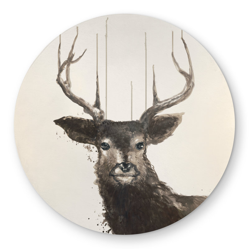 Abstract Deer - Rustic Round Outdoor Area Rug for Home Decor