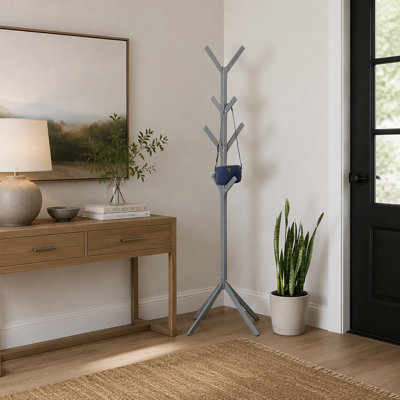 Arbre d'entrée autoportant en métal à 4 niveaux avec 8 crochets pour chambre d'entrée