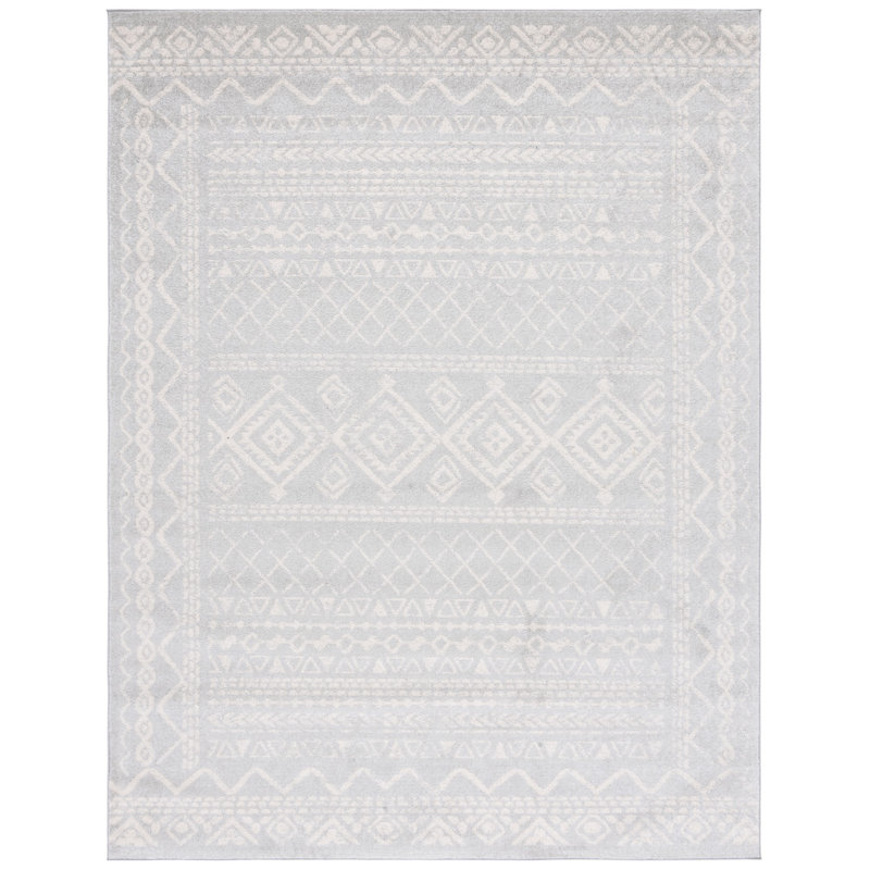Tapis gris clair / ivoire Stroup Southwestern, Rectangle 6 pi x 9 pi
