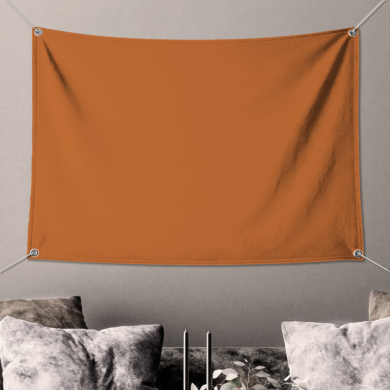 Solid Orange Color Wall Tapestry - Orange Wall Decor, 50in H x60in W with 4 Grommets