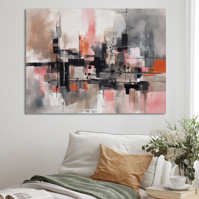 «Pink Black Minimalims Fludity II», reproduction sur toile