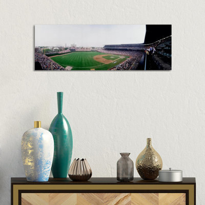 Spectators Watching a Baseball Mach in a Stadium, Wrigley Field, Chicago, Cook County, Illinois, USA 1 Piece Wrapped Canvas Panoramic Wall Art