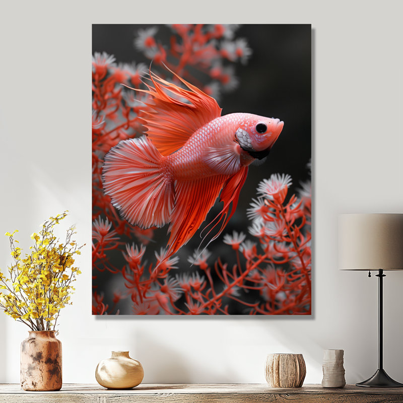 Monochromes rouges et gris - aquariums, reproduction d'art mural, Toile tendue, H 16 po x l 32 po