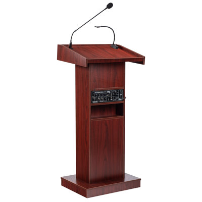 Wireless Lectern Combo 46'' Laminate Full Podium with Wheels
