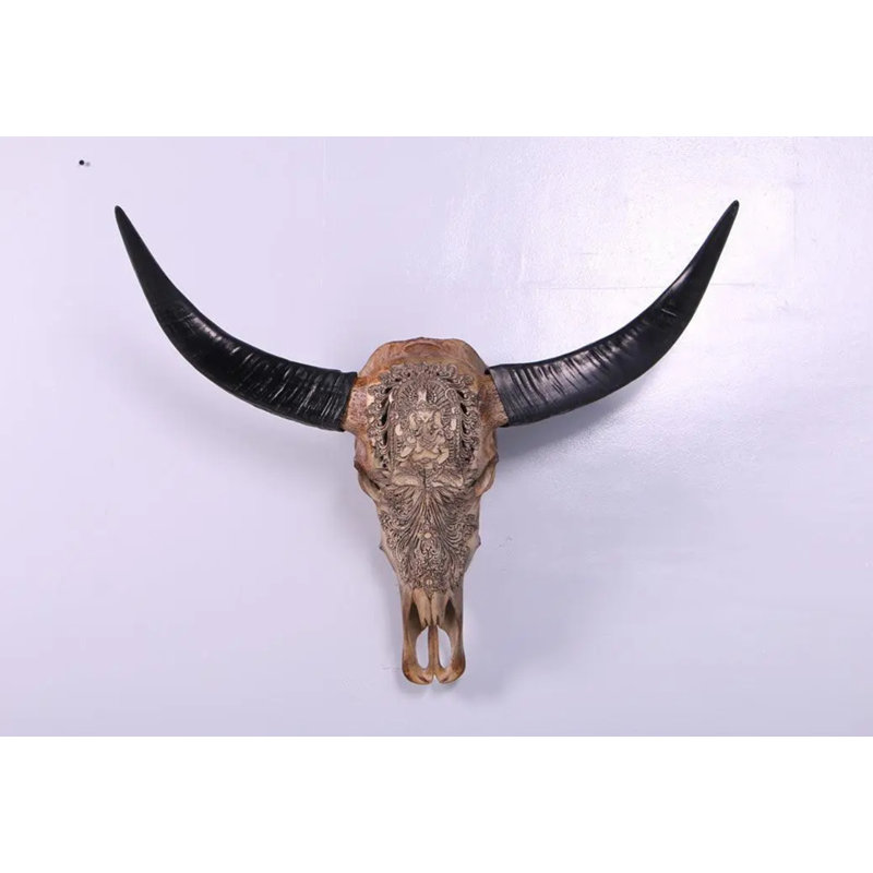 Bull Skull Life Size Statue, Brown