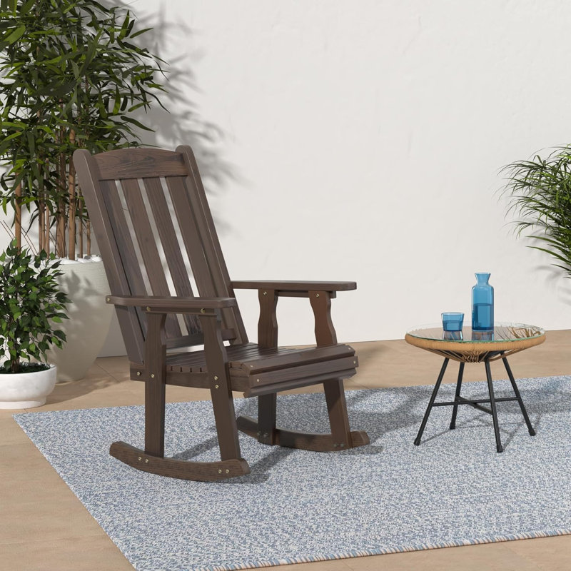 Chaise berçante en bois avec inclinaison confortable du dossier, dossier haut et siège profilé profond
