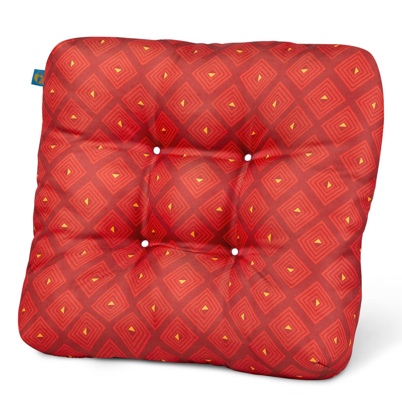 Outdoor 5'' Dining Chair Seat Cushion, Red Geo