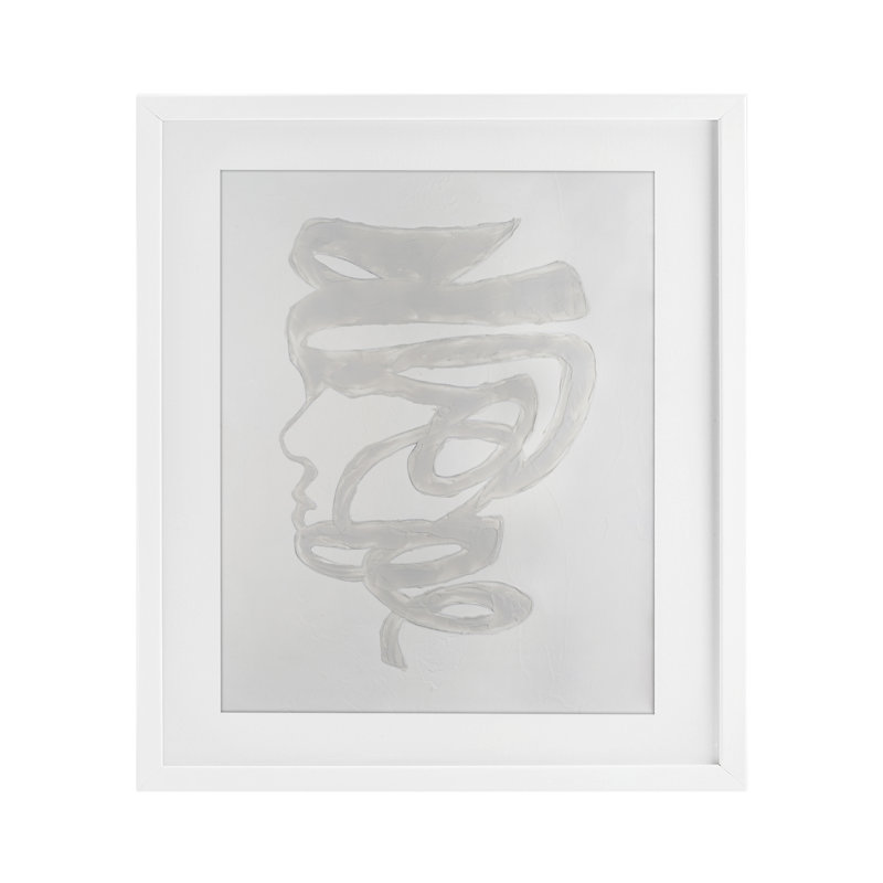 Portrait, impression monochrome encadrée sous verre, par Vanna Lam, H 21 po x l 17 po, Cadre blanc côtier