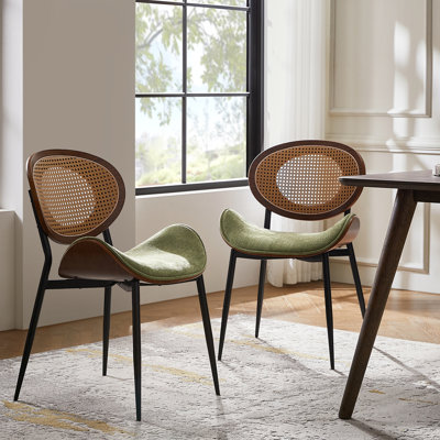  Pateley Mid-Century Modern Rattan Dinning Chair (Set of 2)