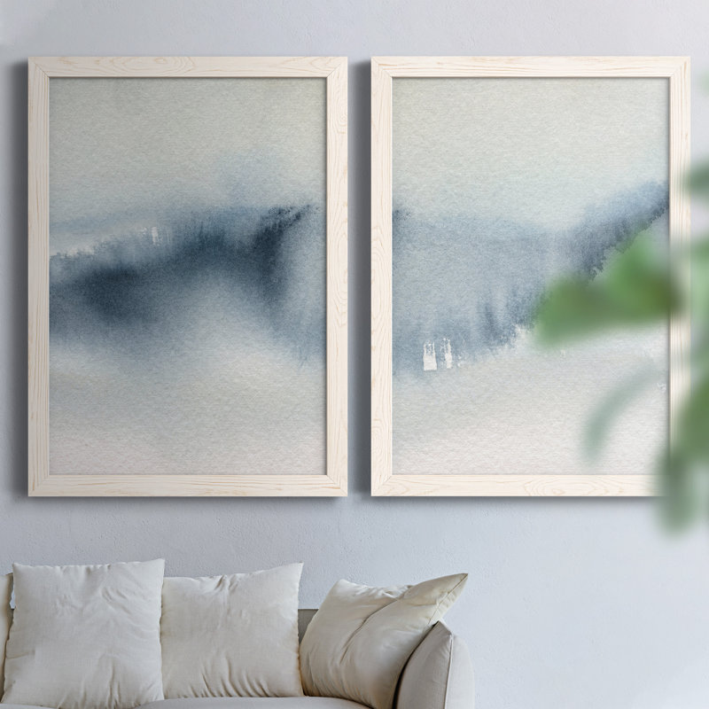 «Summer Rain I», ensemble de 2 peintures sur toile encadrées, H 44 po x l 31 po x P 1 po, Cadre blanc